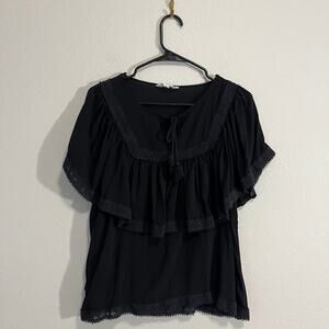 Jack by BB Dakota Black‎ Lace Ruffle Blouse - Small